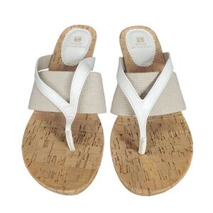 White Mountain Alanna Cork Molded Sandals White Tan Womens 10 M